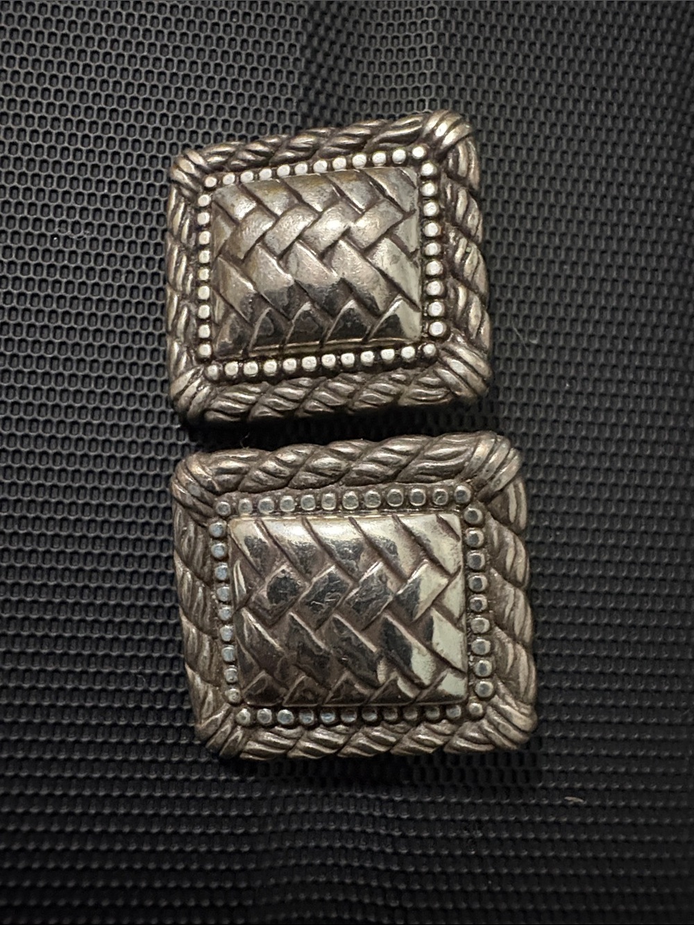 Brighton Silver-Tone Heart Motif Square Clip Earrings